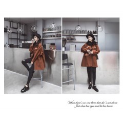 秋冬款毛呢大衣女中長款韓版寬松學院風森系小個子赫本呢子外套