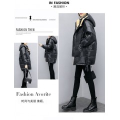 亮面羽絨棉女2019年新款中長款時(shí)尚寬松加厚休閑歐貨連帽冬裝外套