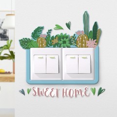 插座裝飾燈開關(guān)貼墻貼雙開關(guān)保護(hù)套3d立體家用創(chuàng)意現(xiàn)代簡(jiǎn)約單雙開