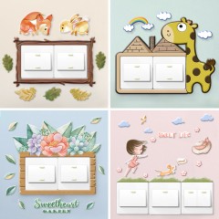 插座裝飾燈開關(guān)貼墻貼雙開關(guān)保護(hù)套3d立體家用創(chuàng)意現(xiàn)代簡(jiǎn)約單雙開