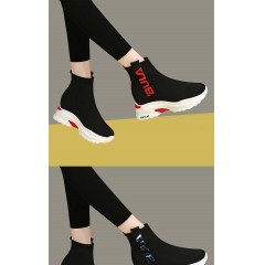 2019秋季高幫運(yùn)動(dòng)襪子鞋女學(xué)生彈力韓版厚底內(nèi)增高休閑鞋