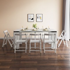 古宜可伸縮隱形折疊餐桌椅組合北歐簡約小戶型多功能飯桌實(shí)木餐椅