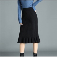 冬季厚款毛線(xiàn)魚(yú)尾一步裙高腰百搭中長(zhǎng)款針織包臀裙半身裙女