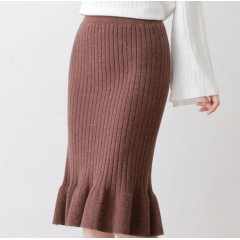 冬季厚款毛線(xiàn)魚(yú)尾一步裙高腰百搭中長(zhǎng)款針織包臀裙半身裙女