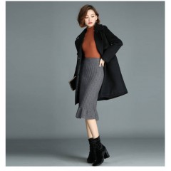 冬季厚款毛線(xiàn)魚(yú)尾一步裙高腰百搭中長(zhǎng)款針織包臀裙半身裙女