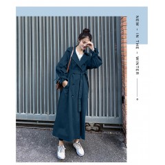 秋裝新款韓版卡其色風(fēng)衣女中長(zhǎng)款過(guò)膝百搭寬松休閑外套女春秋