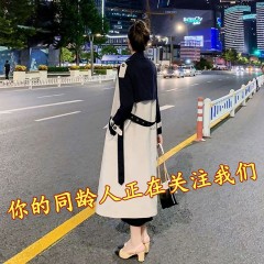 【杭州品牌】風(fēng)衣女中長(zhǎng)款2020春季新款韓版拼色寬松外套潮