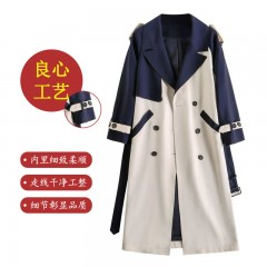 【杭州品牌】風(fēng)衣女中長(zhǎng)款2020春季新款韓版拼色寬松外套潮