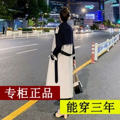 【杭州品牌】風(fēng)衣女中長(zhǎng)款2020春季新款韓版拼色寬松外套潮