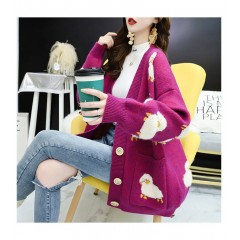 百搭2020春裝新款網(wǎng)紅毛衣開(kāi)衫女慵懶風(fēng)寬松外穿甜美針織外套潮