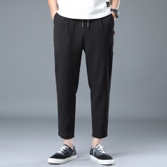 2020夏季亞麻超薄透氣冰絲九分褲男寬松直筒褲男士休閑褲百搭潮流