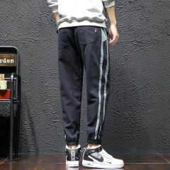 褲子男春夏新款男士韓版潮流百搭條紋寬松休閑長褲運動褲小腳褲